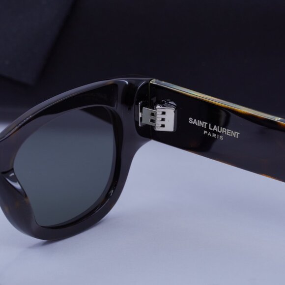 Saint Laurent SL573 002 Square Sunglasses – Dark Havana/Grey - Picture 8 of 11